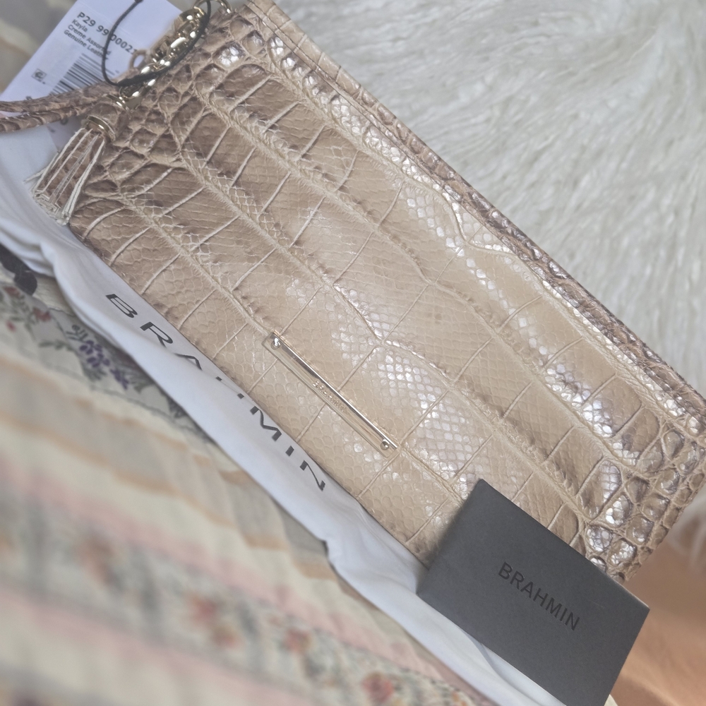 Brahmin Gold Crocodile Embossed Clutch